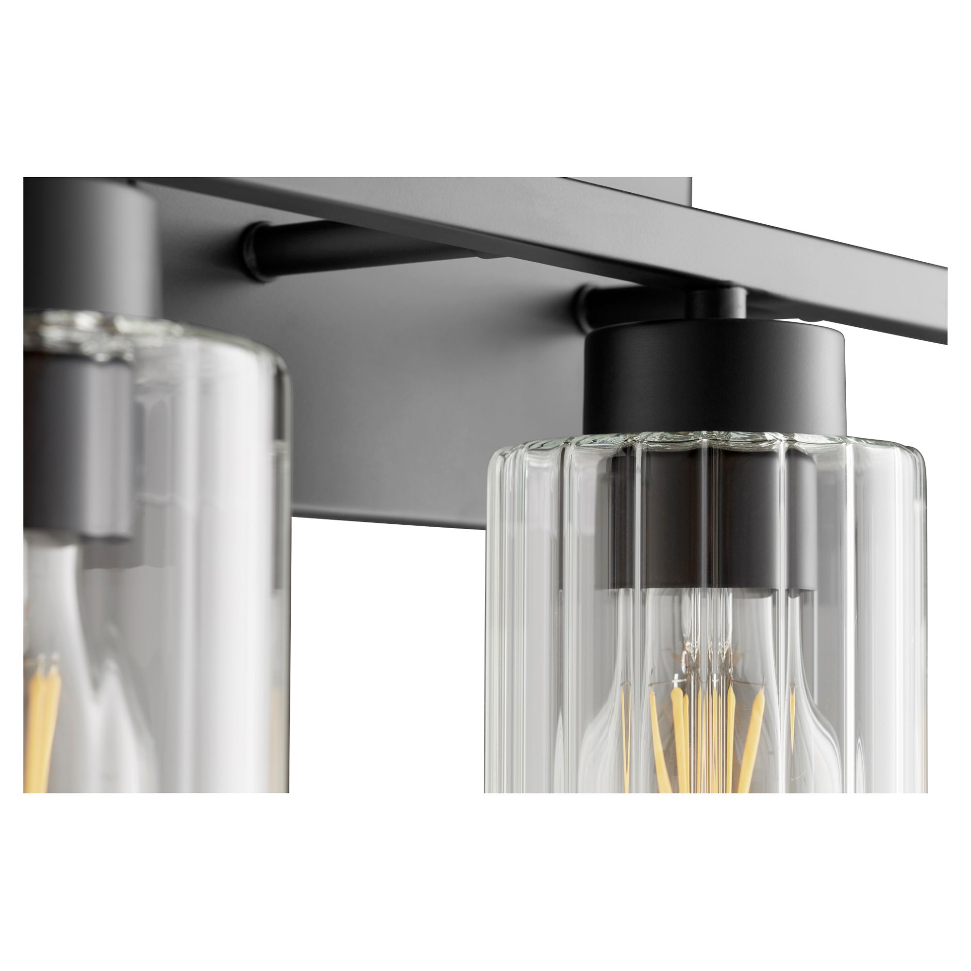 Image 2 Quorum International Ladin 2LT Black w Clear Fluted Glass Vanity Light more views