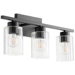 Quorum International Ladin 3LT Black w Clear Fluted Glass Vanity Light