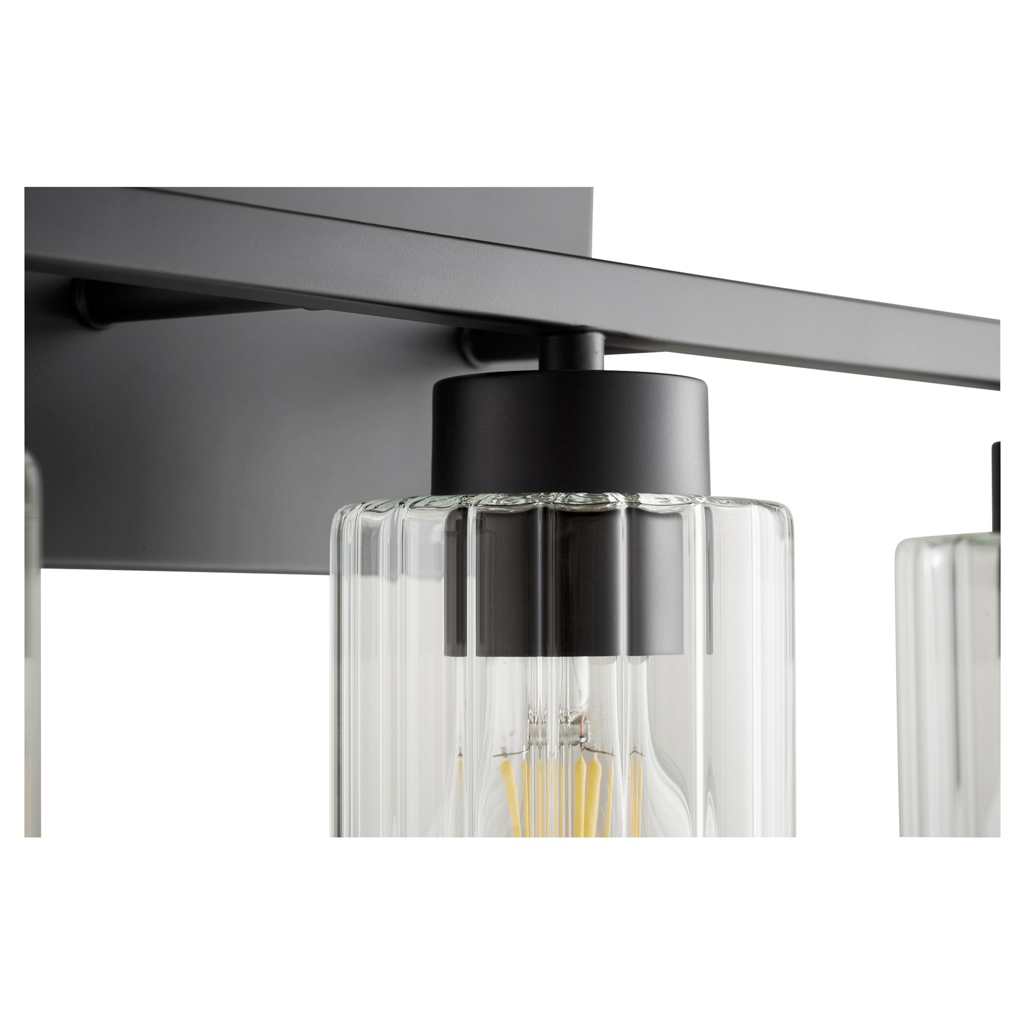 Image 2 Quorum International Ladin 3LT Black w Clear Fluted Glass Vanity Light more views