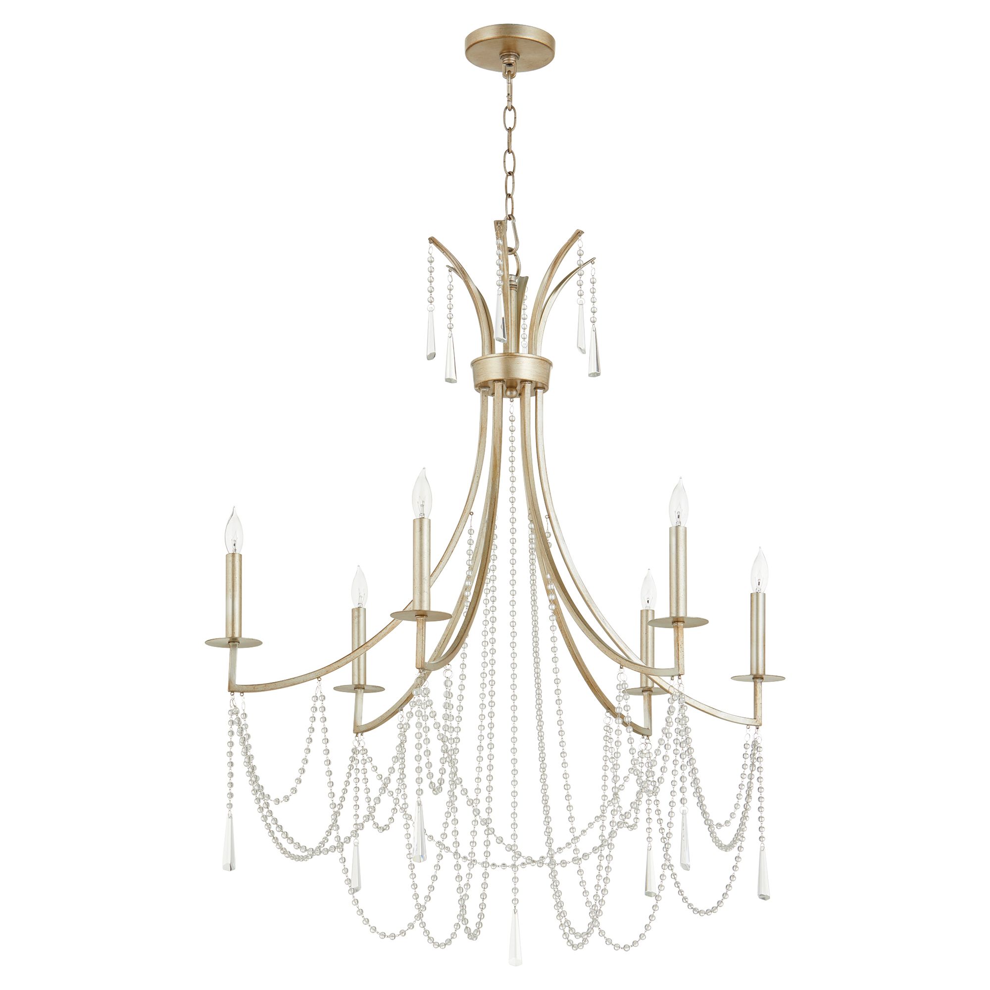 Image 2 Quorum International Malin 6LT Antique Silver Chandelier more views
