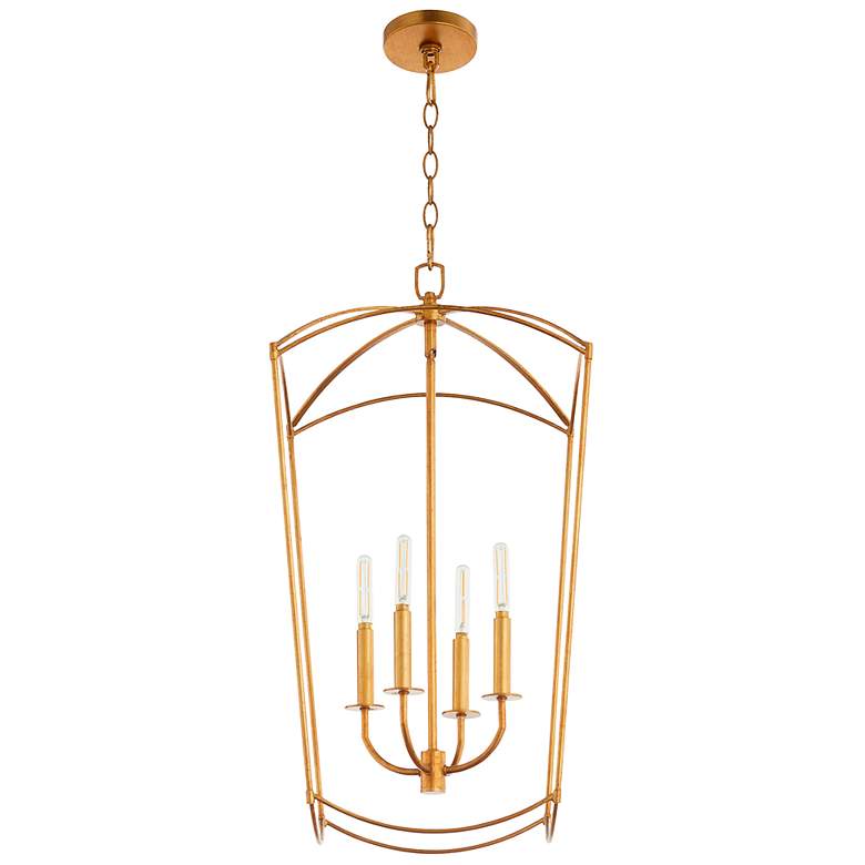 Image 1 Quorum International Mantle 4LT Gold Leaf Entry Pendant