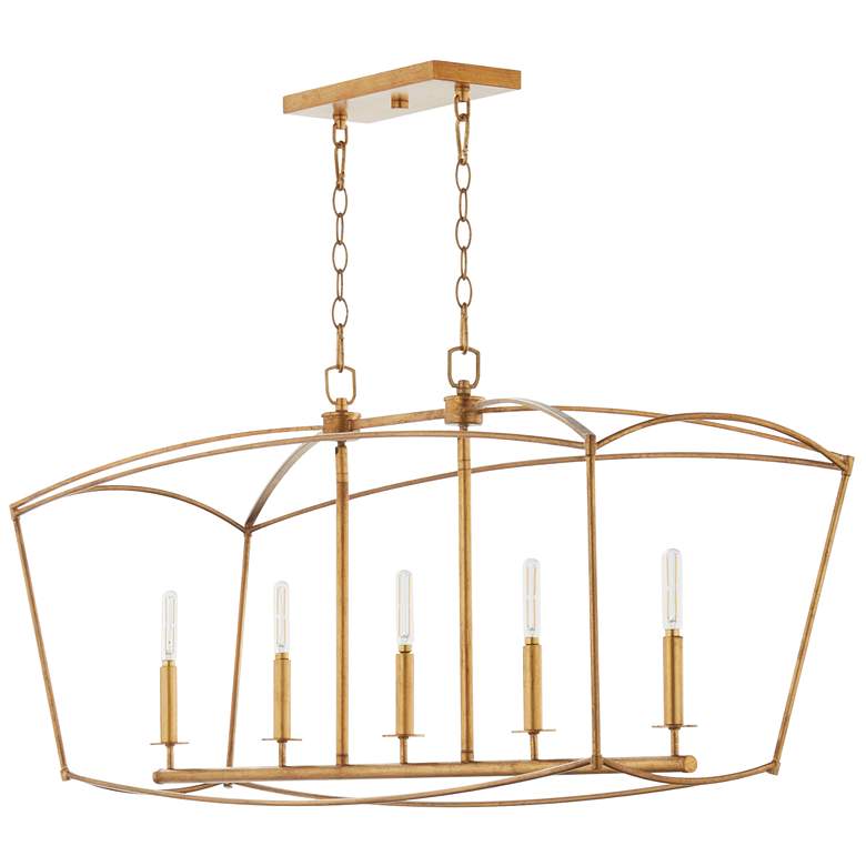 Image 1 Quorum International Mantle 5LT Gold Leaf Chandelier