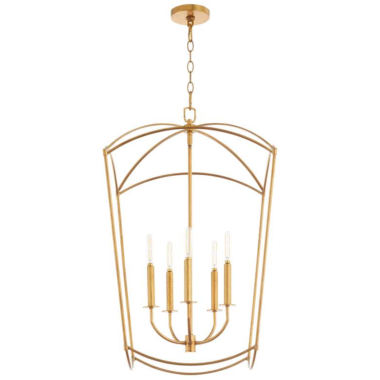 Image 1 Quorum International Mantle 5LT Gold Leaf Entry Pendant