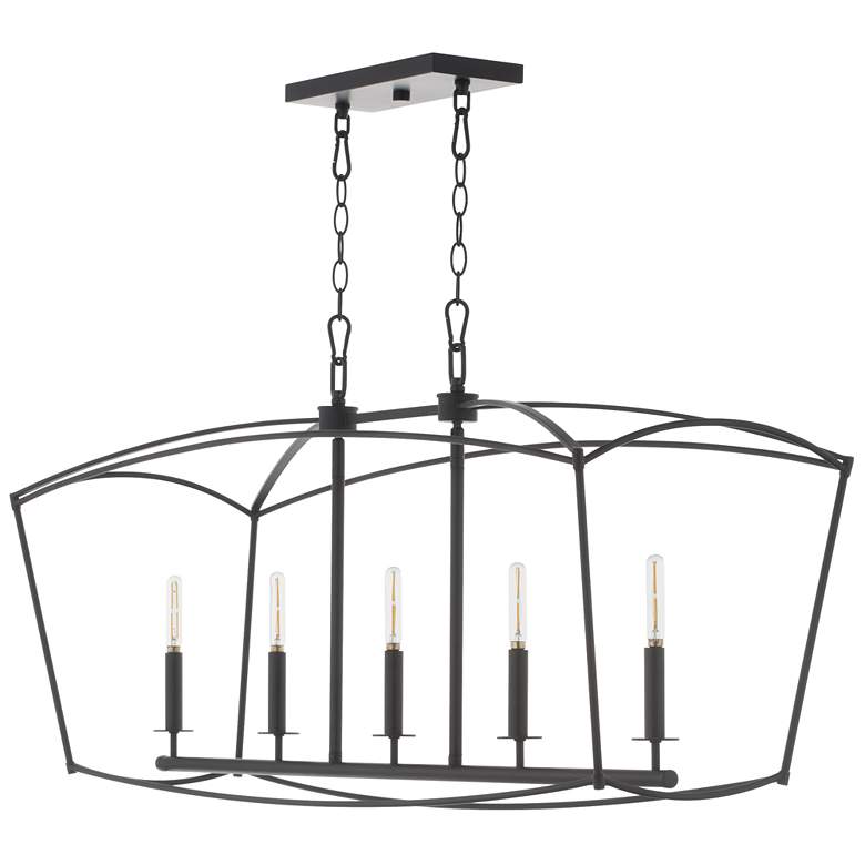 Image 1 Quorum International Mantle 5LT Matte Black Chandelier