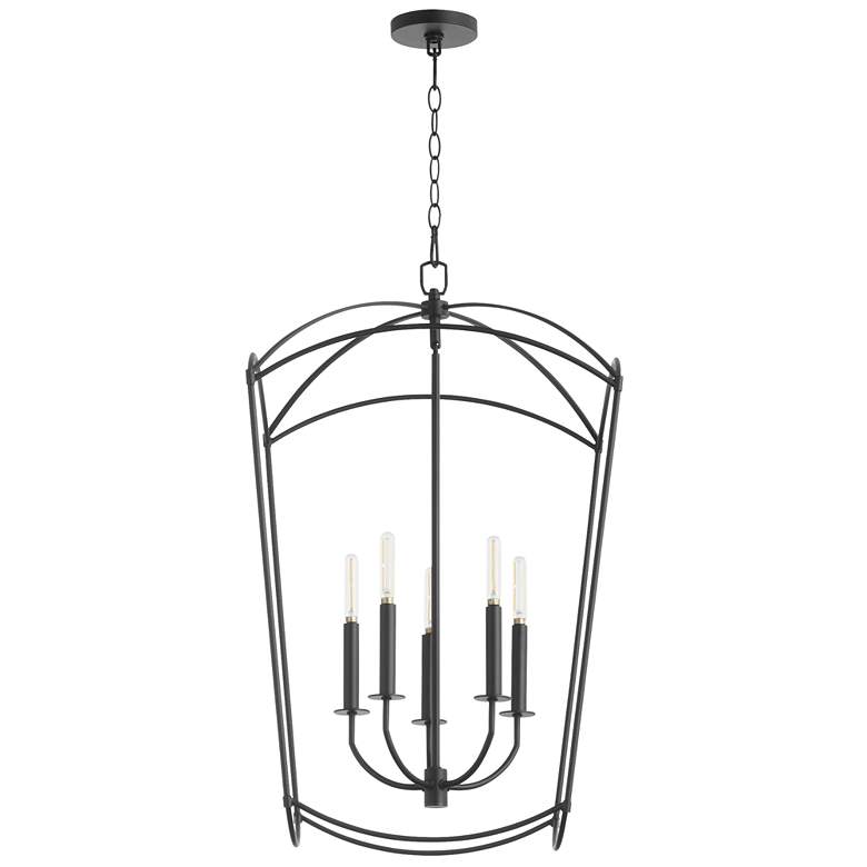 Image 1 Quorum International Mantle 5LT Matte Black Entry Pendant