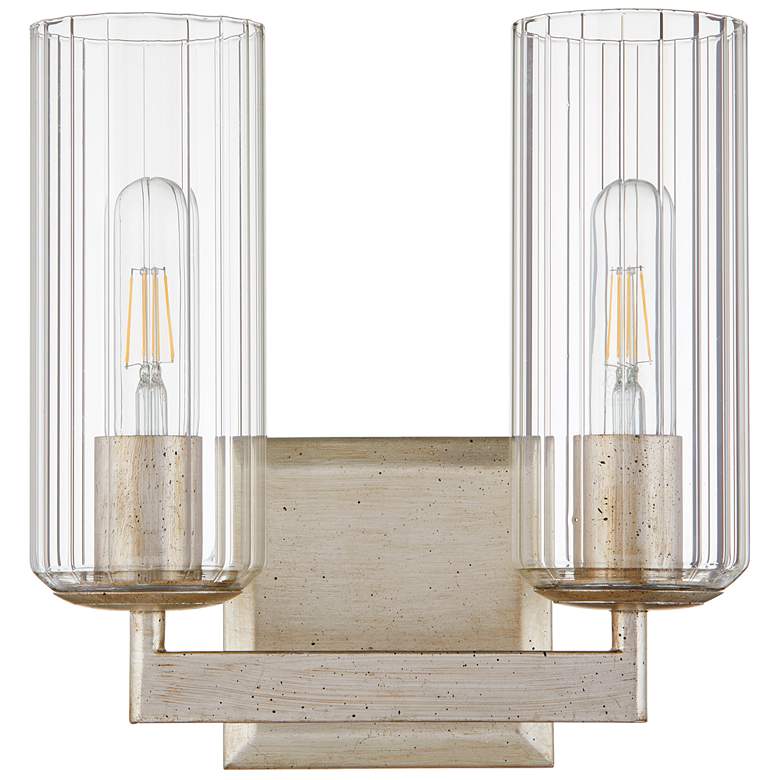Image 1 Quorum International Merrick 2LT Aged Silver Leaf Vanity Light