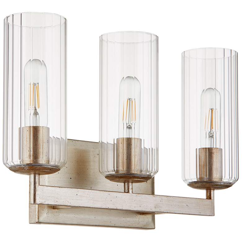 Image 1 Quorum International Merrick 3LT Aged Silver Leaf Vanity Light