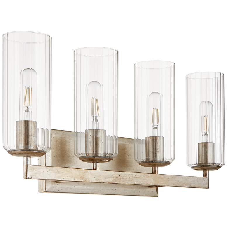 Image 1 Quorum International Merrick 4LT Aged Silver Leaf Vanity Light