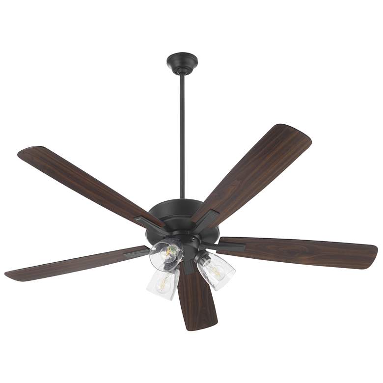 Image 1 Quorum International Ovation 3 LT Matte Black w Walnut Blades Ceiling Fan