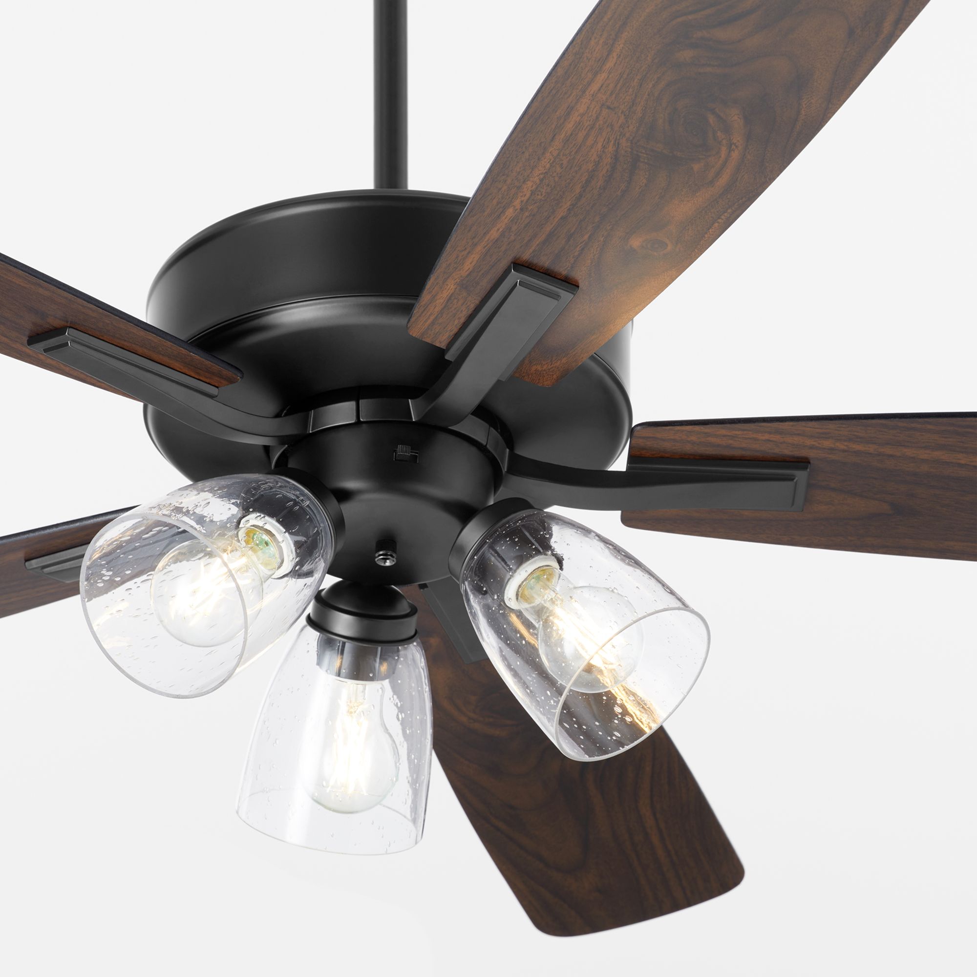 Image 3 Quorum International Ovation 3 LT Matte Black w Walnut Blades Ceiling Fan more views