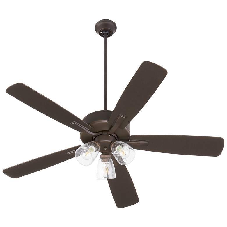 Image 1 Quorum International Ovation 3 LT Oiled Bronze Ceiling Fan - Seeded Glass