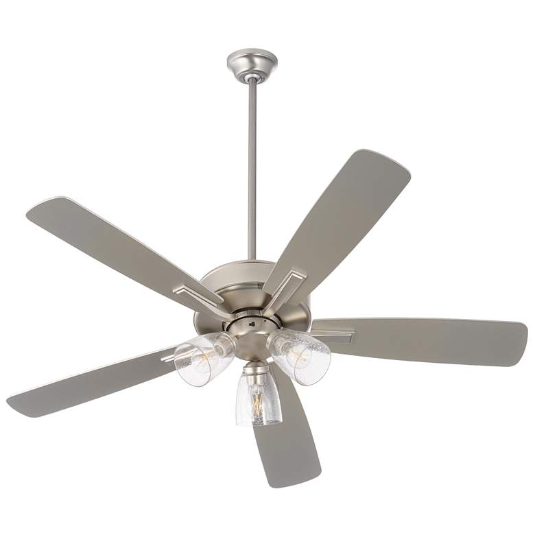 Image 1 Quorum International Ovation 3 LT Satin Nickel Ceiling Fan - Seeded Glass