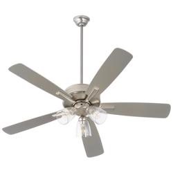 Quorum International Ovation 3 LT Satin Nickel Ceiling Fan - Seeded Glass