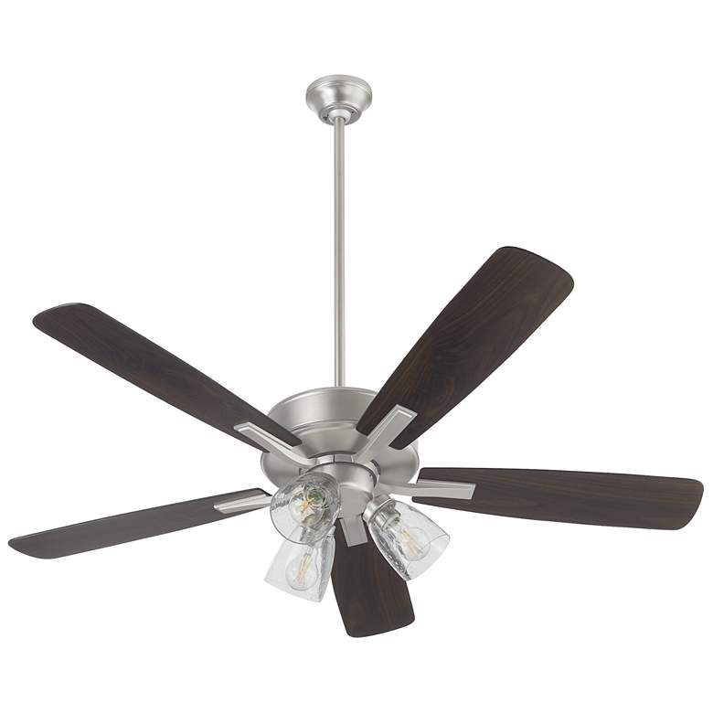 Image 1 Quorum International Ovation 3 LT Satin Nickel w Walnut Blades Ceiling Fan