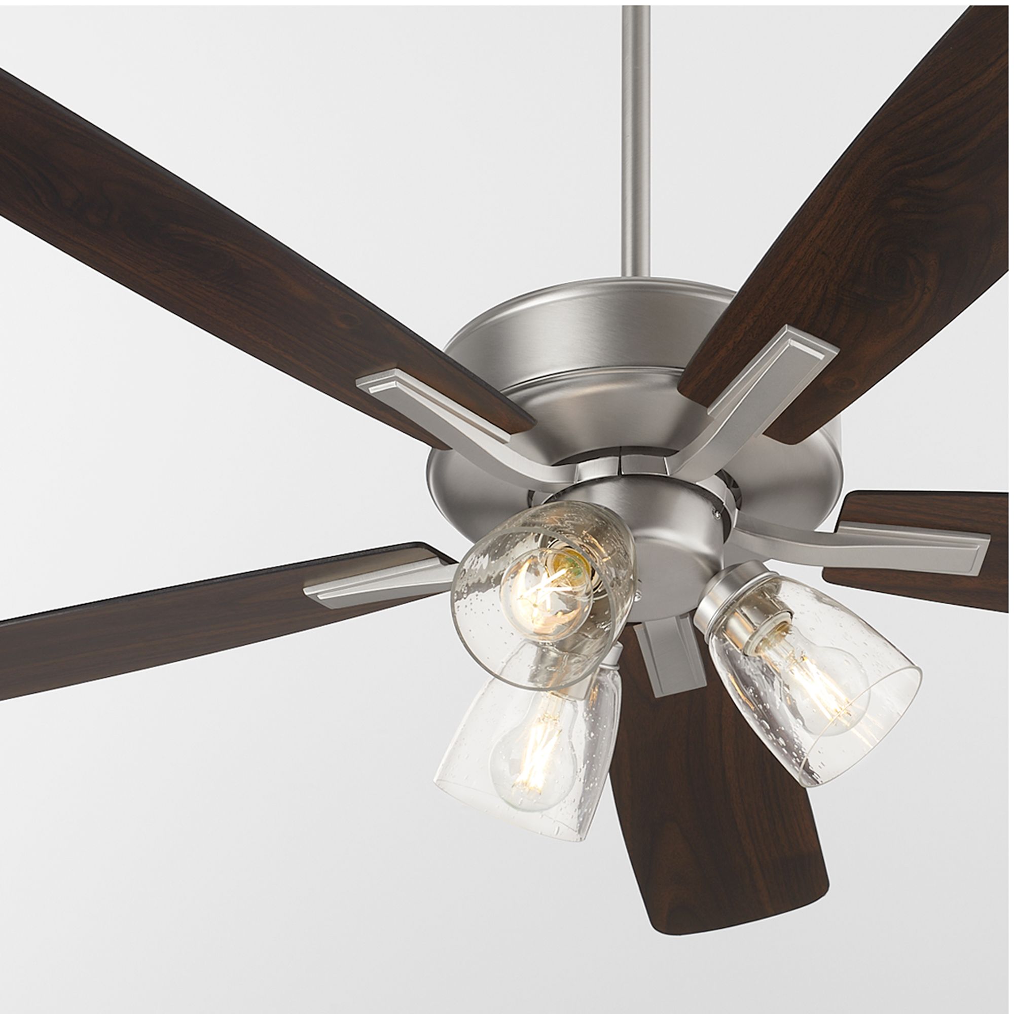 Image 3 Quorum International Ovation 3 LT Satin Nickel w Walnut Blades Ceiling Fan more views