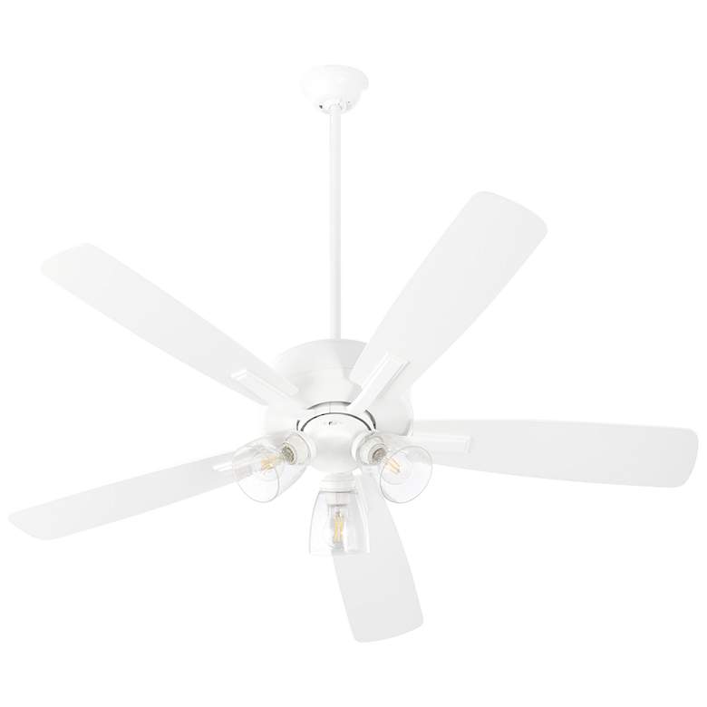 Image 1 Quorum International Ovation 3 LT Studio White Ceiling Fan - Seeded Glass