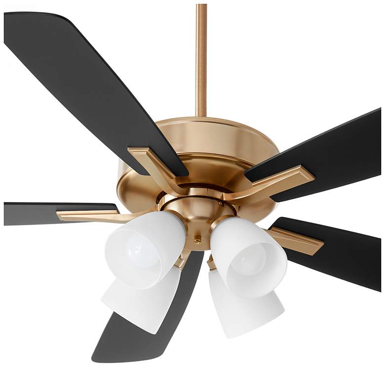 Image 3 Quorum International Ovation 4 Light Opal Glass Aged Brass Ceiling Fan more views