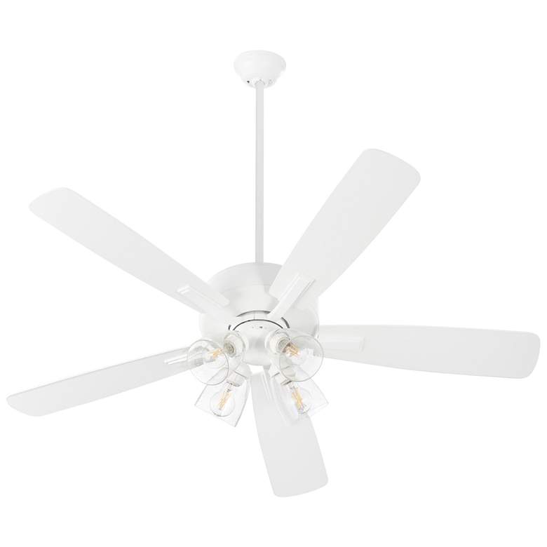 Image 1 Quorum International Ovation 4 LT Studio White Ceiling Fan - Seeded Glass