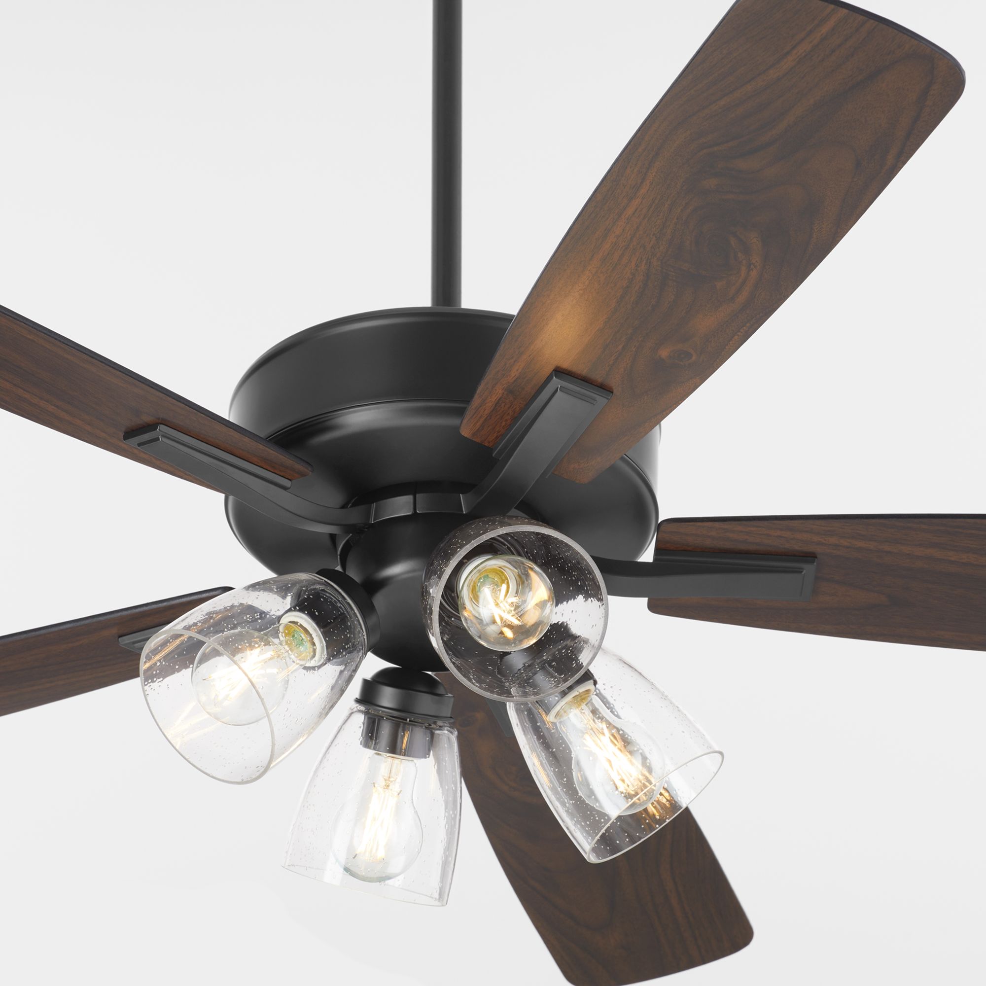 Image 3 Quorum International Ovation 4LT Matte Black with Walnut Blades Ceiling Fan more views