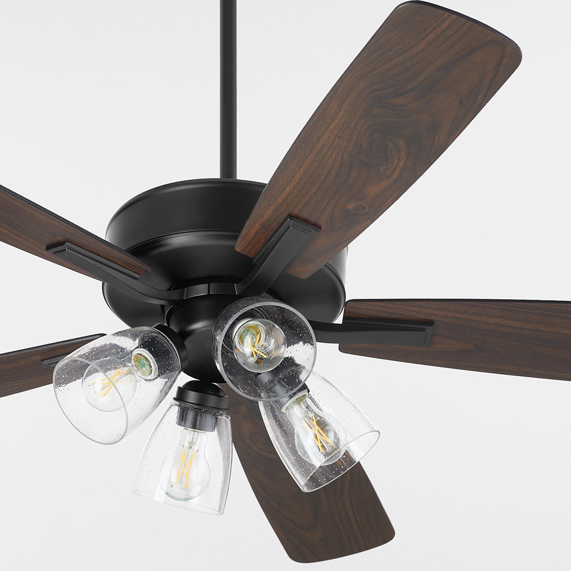 Image 4 Quorum International Ovation 4LT Matte Black with Walnut Blades Ceiling Fan more views