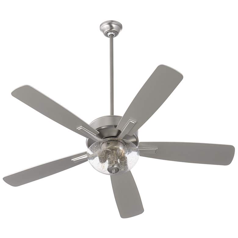 Image 1 Quorum International Ovation 52" Clear Seeded Bowl Satin Nickel Ceilin