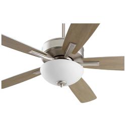 Quorum International Ovation 52" Satin Opal Bowl Satin Nickel Ceiling