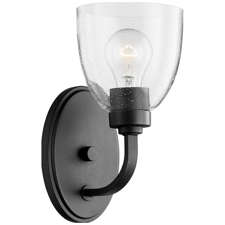 Image 1 Quorum International Reyes 1LT Black w Seeded Wall Mount
