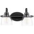Quorum International Reyes 2LT Textured Black Seeded Glass Vanity Light
