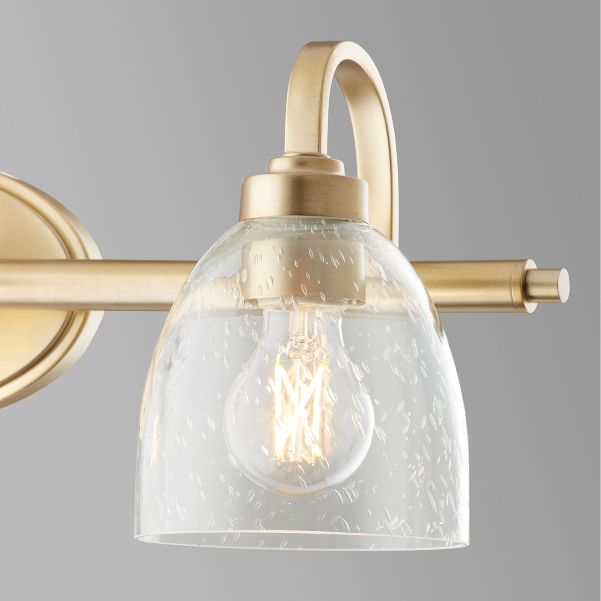 Image 3 Quorum International Reyes 3LT Aged Brass w Clear Seeded Glass Vanity Light more views