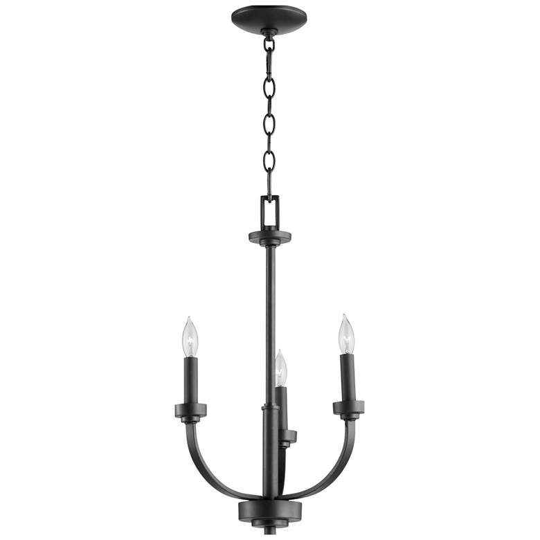 Image 1 Quorum International Reyes 3LT Textured Black Chandelier