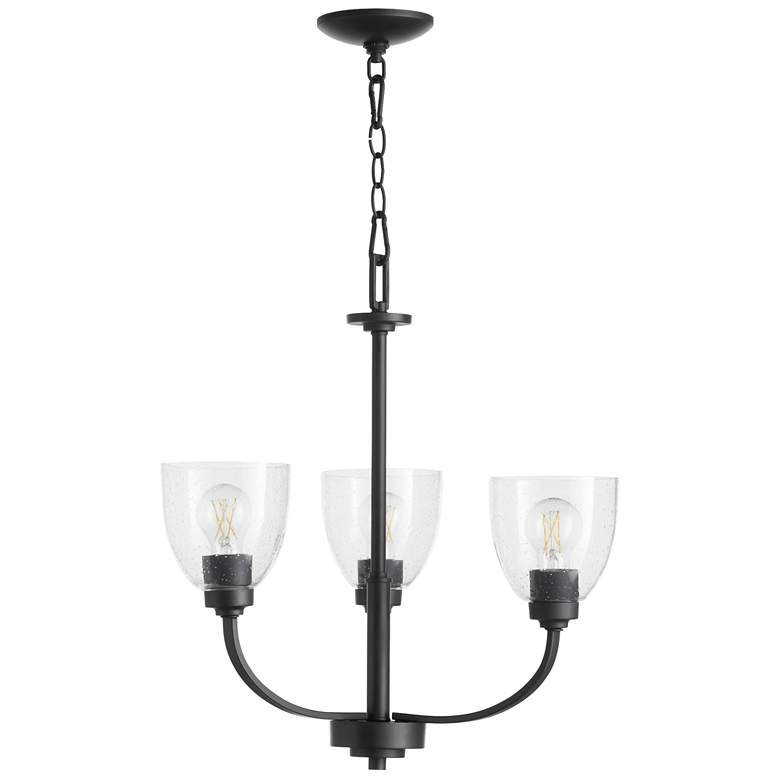 Image 1 Quorum International Reyes 3LT Textured Black Transitional Chandelier