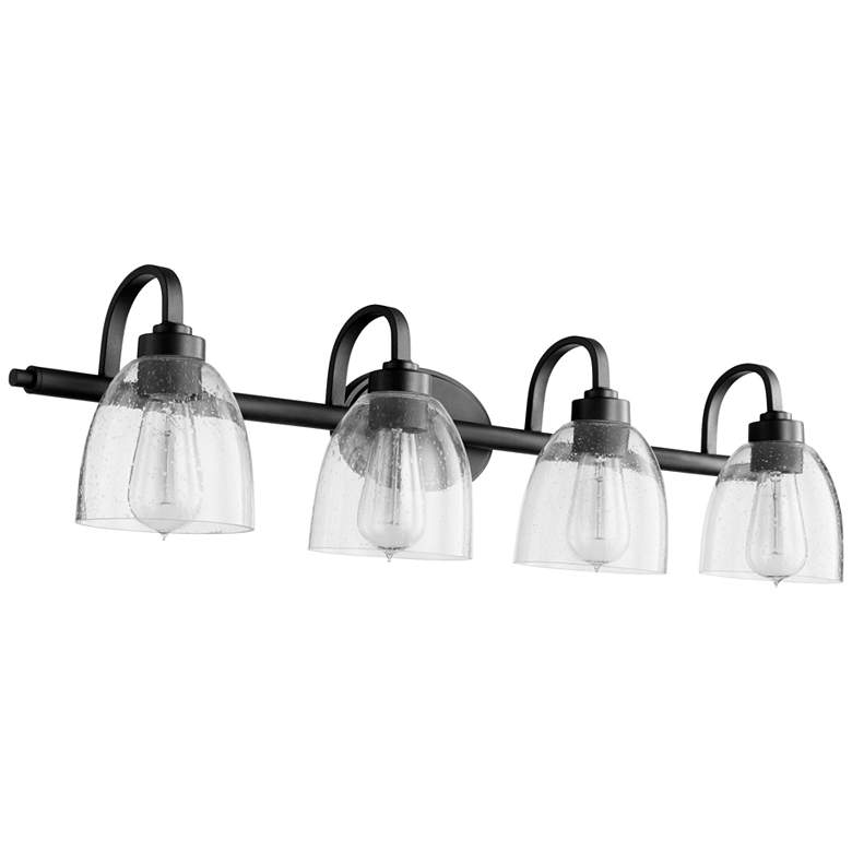 Image 1 Quorum International Reyes 4LT Textured Black w Clear Seeded Vanity Light