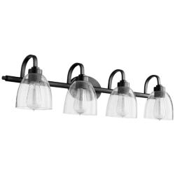 Quorum International Reyes 4LT Textured Black w Clear Seeded Vanity Light
