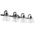 Quorum International Reyes 4LT Textured Black w Clear Seeded Vanity Light