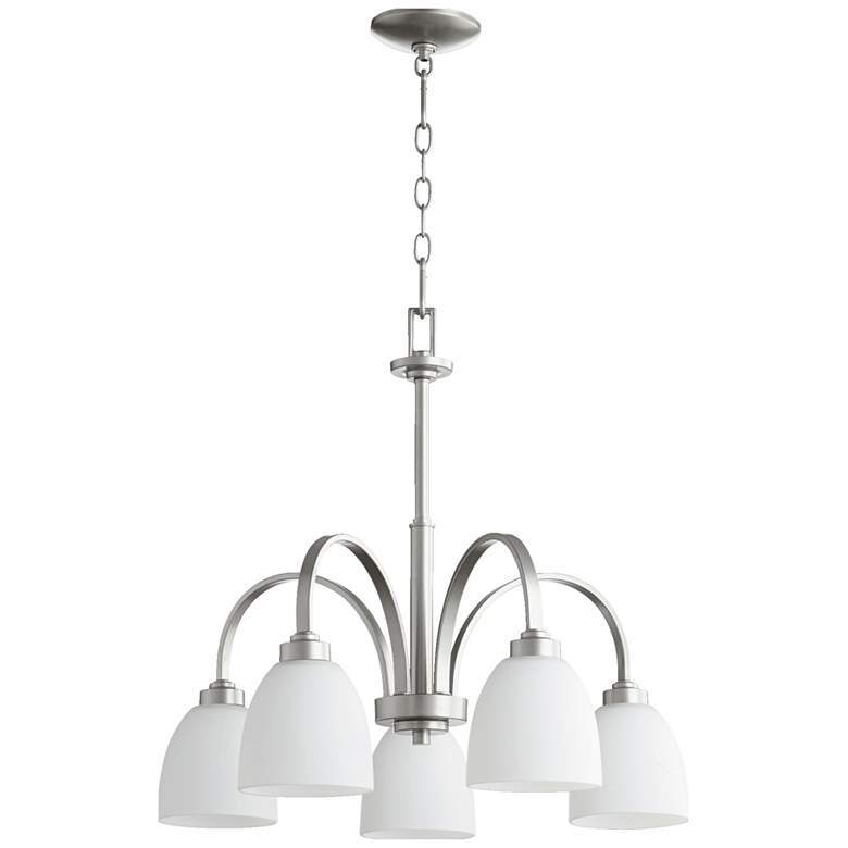 Image 1 Quorum International Reyes 5 Light Transitional Classic Nickel Chandelier