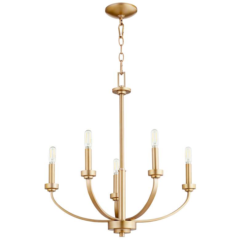 Image 1 Quorum International Reyes 5LT Aged Brass Chandelier