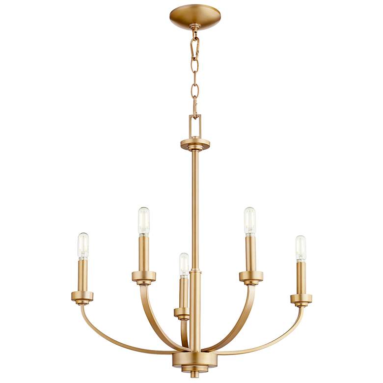 Image 2 Quorum International Reyes 5LT Aged Brass Chandelier more views