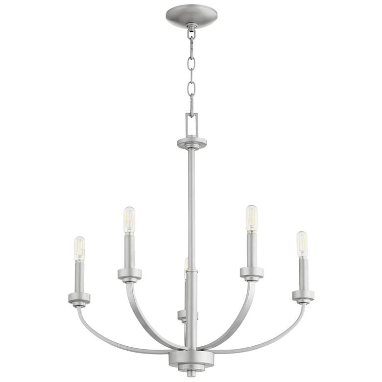 Image 1 Quorum International Reyes 5LT Classic Nickel Chandelier