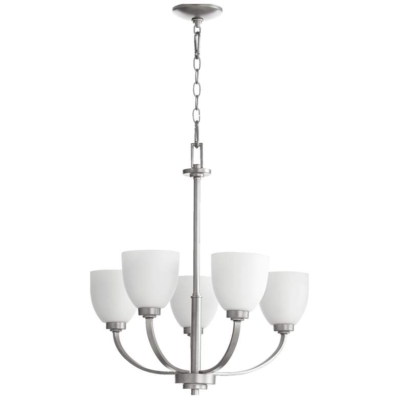 Image 1 Quorum International Reyes 5LT Classic Nickel Transitional Chandelier