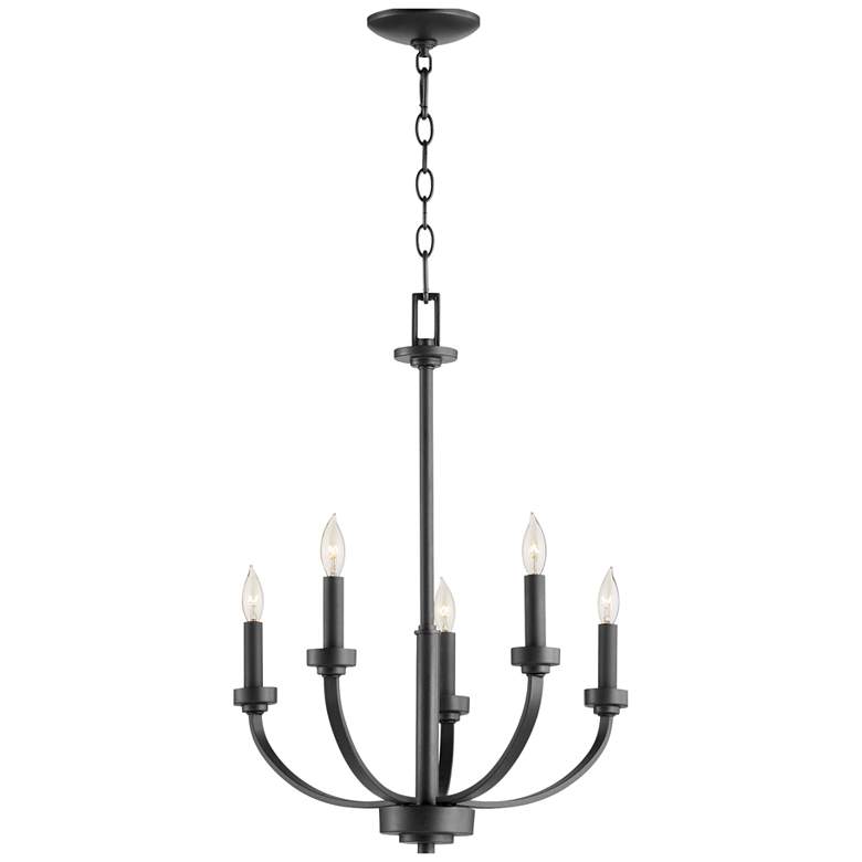 Image 1 Quorum International Reyes 5LT Textured Black Chandelier