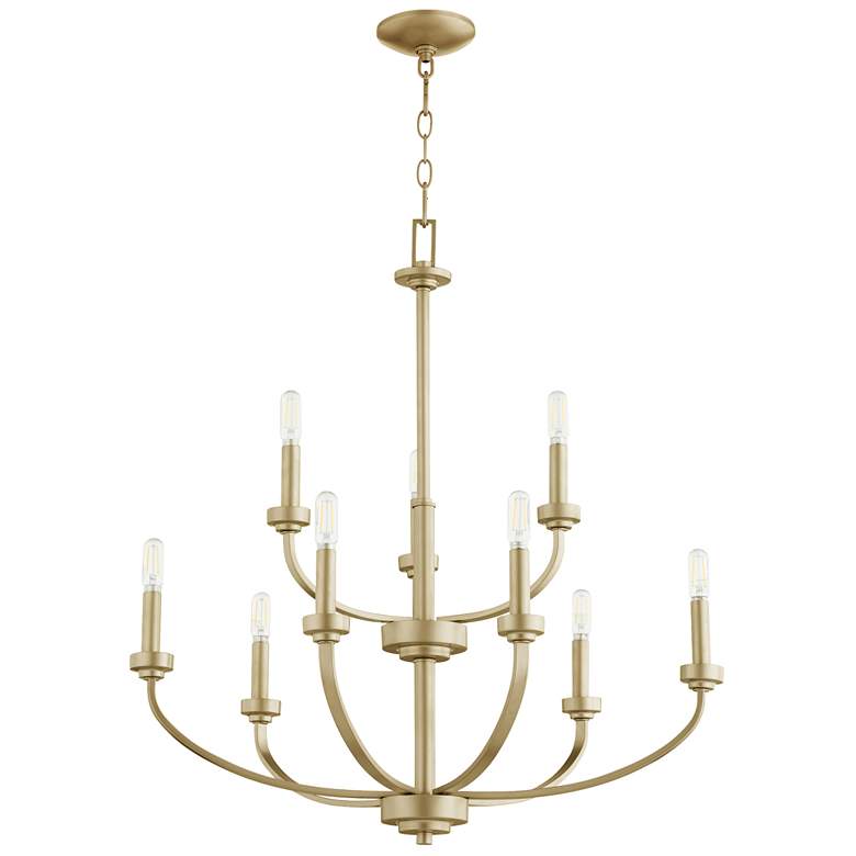 Image 1 Quorum International Reyes 9LT Aged Brass Chandelier