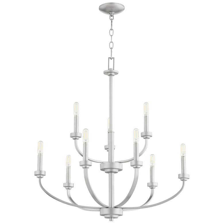 Image 1 Quorum International Reyes 9LT Classic Nickel Chandelier