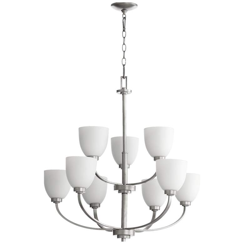 Image 1 Quorum International Reyes 9LT Classic Nickel Transitional Chandelier