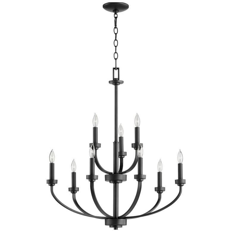 Image 1 Quorum International Reyes 9LT Textured Black Chandelier