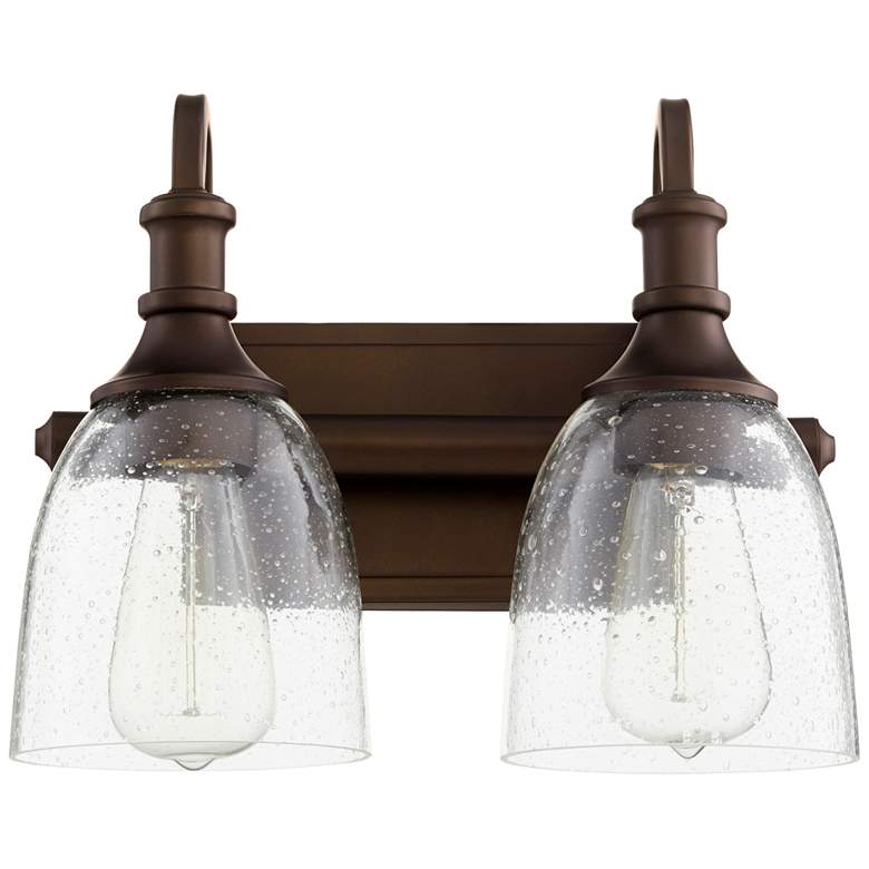 Image 1 Quorum International Richmond 2LT Oiled Bronze w Seeded Glass Vanity Light