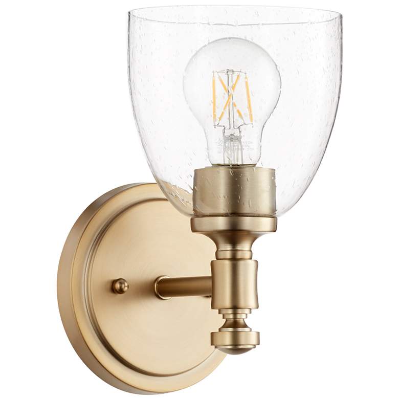 Image 1 Quorum International Rossington 1LT AGB w Seeded Glass Wall Sconce