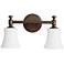 Quorum International Rossington 2LT Oiled Bronze w Satin Opal Vanity Light