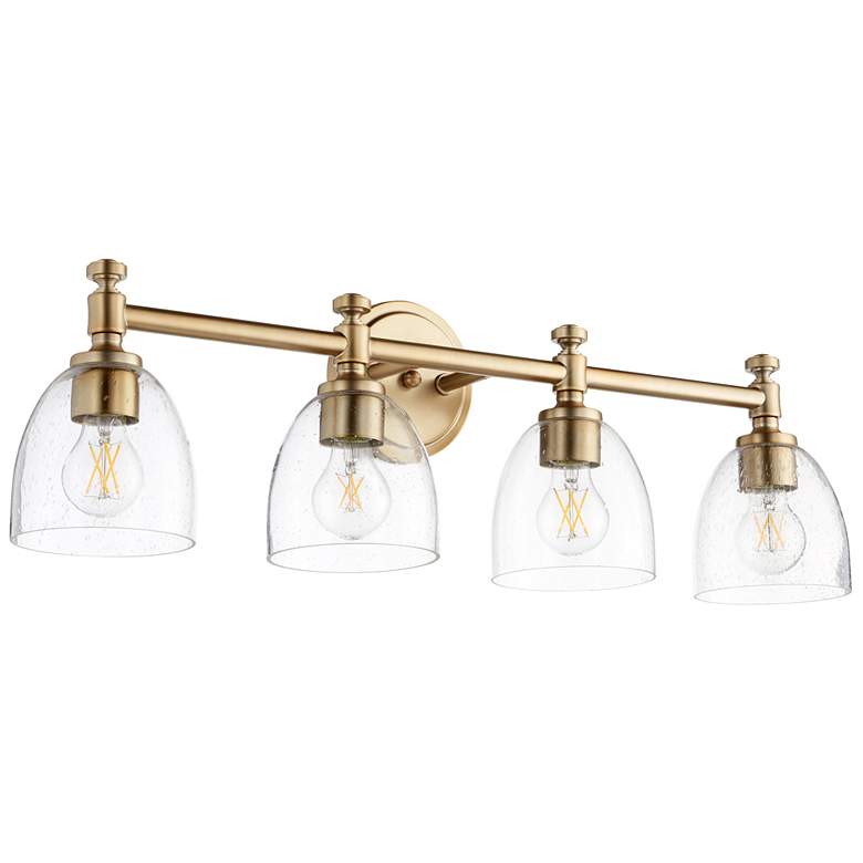 Image 1 Quorum International Rossington 4LT AGB w Clear Seeded Glass Vanity Light