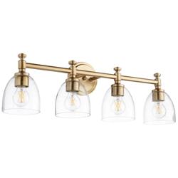 Quorum International Rossington 4LT AGB w Clear Seeded Glass Vanity Light