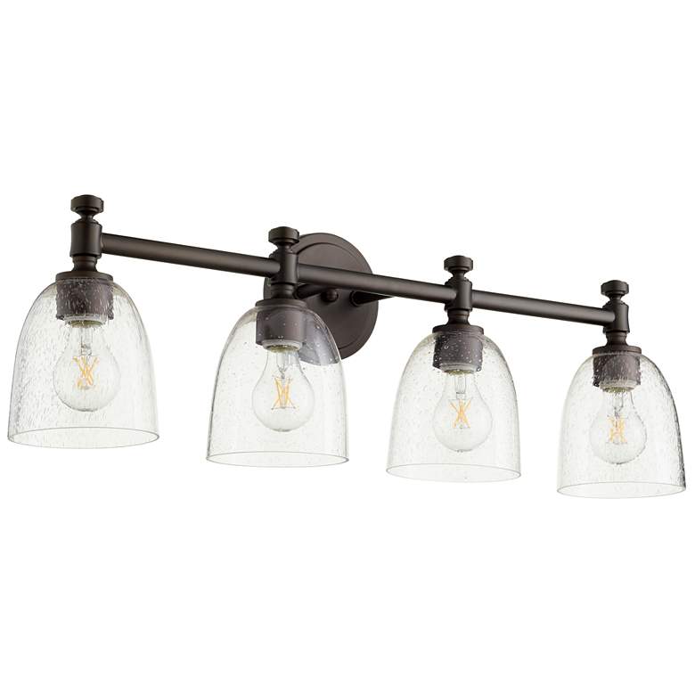 Image 1 Quorum International Rossington 4LT Bronze w Seeded Glass Vanity Light